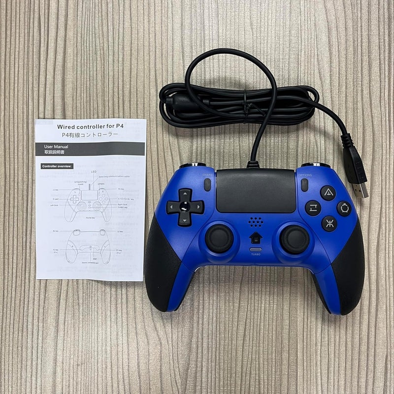 GAMFAMI Wired Controller Gamepad for Playstation 4 with Advanced Programming Buttons Dual Vibration Shock Joystick Gamepad for PS4/PS4 Slim/PS4 Pro and PC (Blue) - Image 3